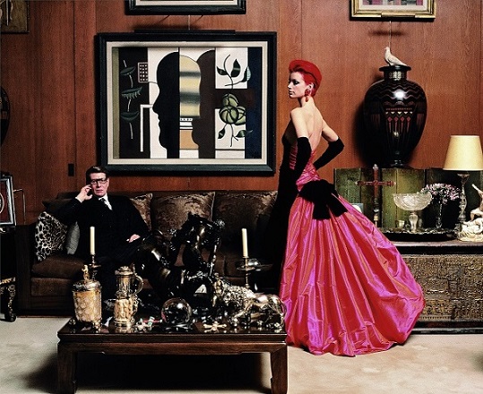 “YVES SAINT-LAURENT IN HIS PARIS FLAT, WITH SIBYL BUCK, 1995”