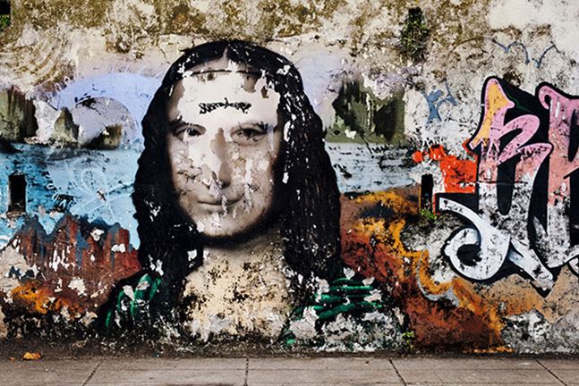 REMAINS OF GRAFFITI ON WALL. BRAZIL, 2012
